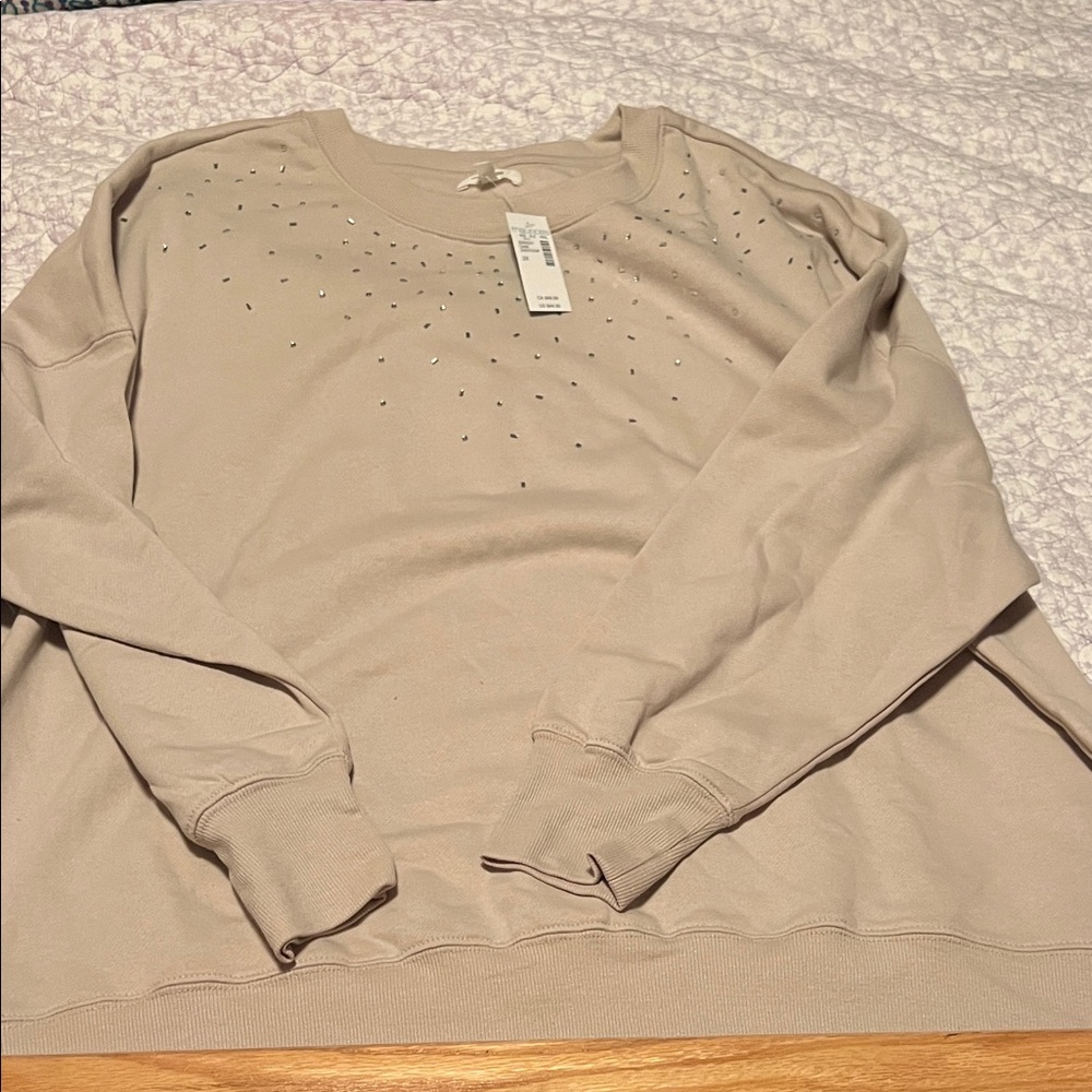 Maurices Cream Studded Sweatshirt